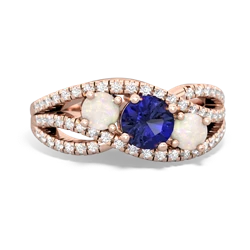 Lab Sapphire Three Stone Aurora 14K Rose Gold ring R3080