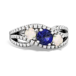 Lab Sapphire Three Stone Aurora 14K White Gold ring R3080