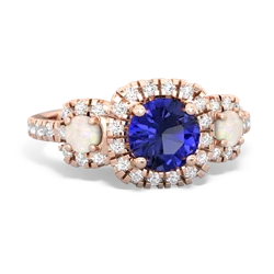 Lab Sapphire Regal Halo 14K Rose Gold ring R5350