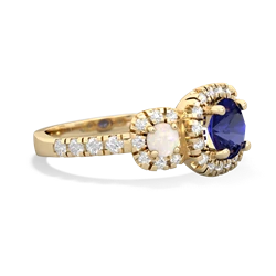 Lab Sapphire Regal Halo 14K Yellow Gold ring R5350