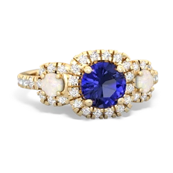 Lab Sapphire Regal Halo 14K Yellow Gold ring R5350