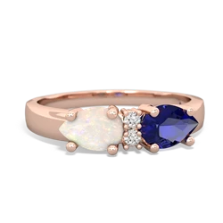 Lab Sapphire Pear Bowtie 14K Rose Gold ring R0865