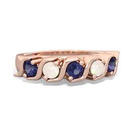 Lab Sapphire Anniversary Band 14K Rose Gold ring R2089