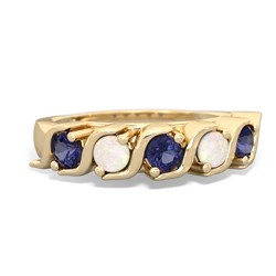 Lab Sapphire Anniversary Band 14K Yellow Gold ring R2089