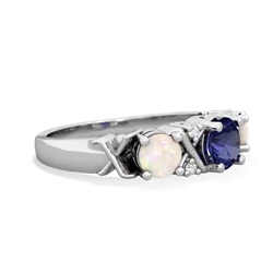 Lab Sapphire Hugs And Kisses 14K White Gold ring R5016