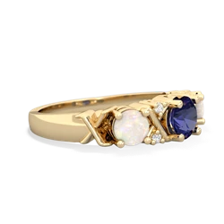 Lab Sapphire Hugs And Kisses 14K Yellow Gold ring R5016