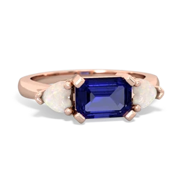 Lab Sapphire Three Stone 14K Rose Gold ring R5235