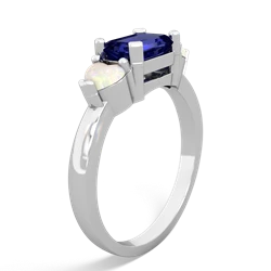 Lab Sapphire Three Stone 14K White Gold ring R5235