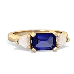 Lab Sapphire Three Stone 14K Yellow Gold ring R5235