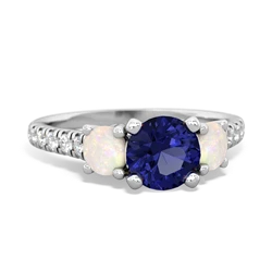 Lab Sapphire Pave Trellis 14K White Gold ring R5500