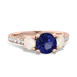 Lab Sapphire Pave Trellis 14K Rose Gold ring R5500