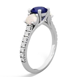 Lab Sapphire Pave Trellis 14K White Gold ring R5500