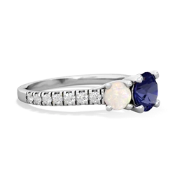 Lab Sapphire Pave Trellis 14K White Gold ring R5500