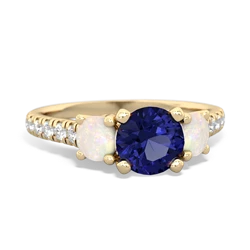 Lab Sapphire Pave Trellis 14K Yellow Gold ring R5500