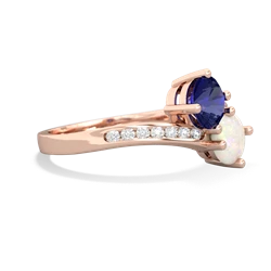 Lab Sapphire Channel Set Two Stone 14K Rose Gold ring R5303