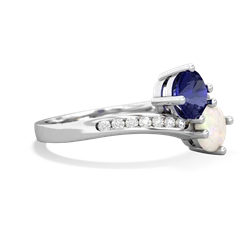 Lab Sapphire Channel Set Two Stone 14K White Gold ring R5303