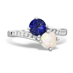 Lab Sapphire Channel Set Two Stone 14K White Gold ring R5303