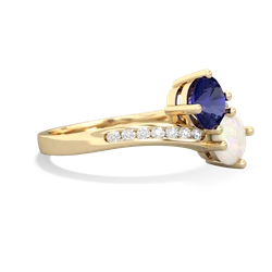 Lab Sapphire Channel Set Two Stone 14K Yellow Gold ring R5303