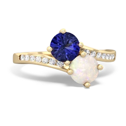 Lab Sapphire Channel Set Two Stone 14K Yellow Gold ring R5303