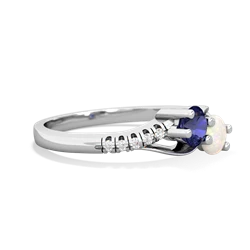 Lab Sapphire Infinity Pave Two Stone 14K White Gold ring R5285