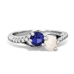 Lab Sapphire Infinity Pave Two Stone 14K White Gold ring R5285