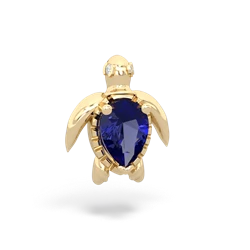 Lab Sapphire Baby Sea Turtle 14K Yellow Gold pendant P5241