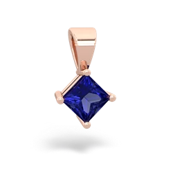 Lab Sapphire 5Mm Princess Solitaire 14K Rose Gold pendant P1789