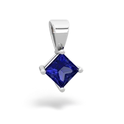 Lab Sapphire 5Mm Princess Solitaire 14K White Gold pendant P1789