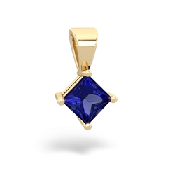 Lab Sapphire 5Mm Princess Solitaire 14K Yellow Gold pendant P1789