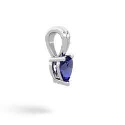 Lab Sapphire 5Mm Heart Solitaire 14K White Gold pendant P1861