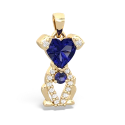 Lab Sapphire Puppy Love 14K Yellow Gold pendant P5800