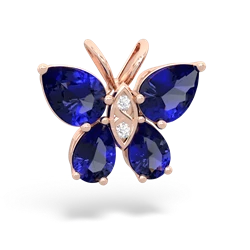 Lab Sapphire Butterfly 14K Rose Gold pendant P2215