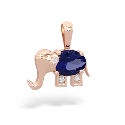 Lab Sapphire Elephant 14K Rose Gold pendant P2555