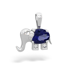 Lab Sapphire Elephant 14K White Gold pendant P2555