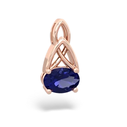 Lab Sapphire Celtic Trinity Knot 14K Rose Gold pendant P2389