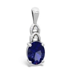 Lab Sapphire Links 14K White Gold pendant P4032