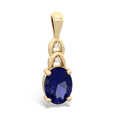 Lab Sapphire Links 14K Yellow Gold pendant P4032