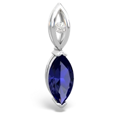 Lab Sapphire Marquise Drop 14K White Gold pendant P5333