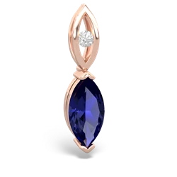 Lab Sapphire Marquise Drop 14K Rose Gold pendant P5333