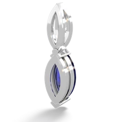 Lab Sapphire Marquise Drop 14K White Gold pendant P5333