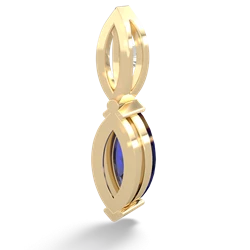 Lab Sapphire Marquise Drop 14K Yellow Gold pendant P5333