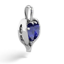 Lab Sapphire Two Become One 14K White Gold pendant P5330