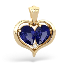 Lab Sapphire Two Become One 14K Yellow Gold pendant P5330