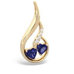 Lab Sapphire Keepsake Curves 14K Yellow Gold pendant P5450