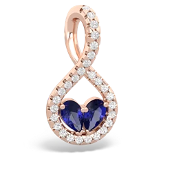 Lab Sapphire Pave Twist 'One Heart' 14K Rose Gold pendant P5360