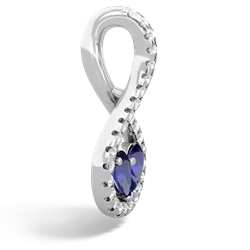 Lab Sapphire Pave Twist 'One Heart' 14K White Gold pendant P5360