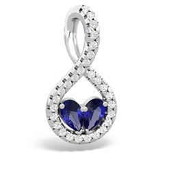 Lab Sapphire Pave Twist 'One Heart' 14K White Gold pendant P5360