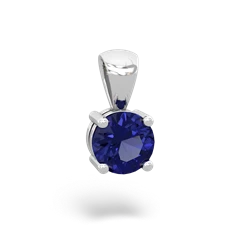 Lab Sapphire 6Mm Round Solitaire 14K White Gold pendant P1786