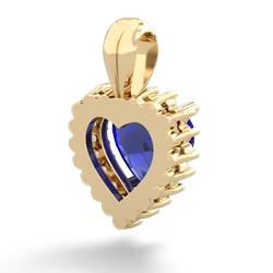 Lab Sapphire Sparkling Halo Heart 14K Yellow Gold pendant P0391