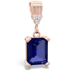 Lab Sapphire Art Deco Dangle 14K Rose Gold pendant P1937